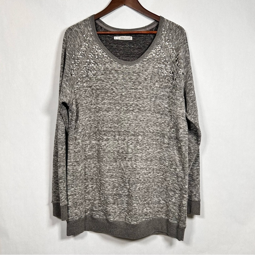 Maurices 2X embellished gray long sleeve shirt